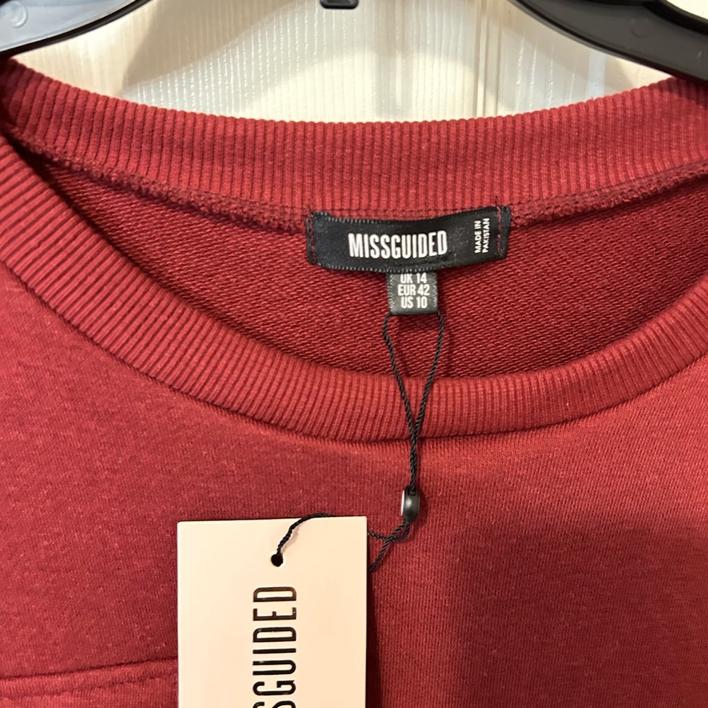 Burgundy MissGuided Pocket Sweater Dress Womens - Picture 3 of 6